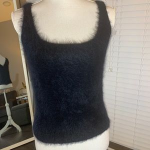 Blue fur vest